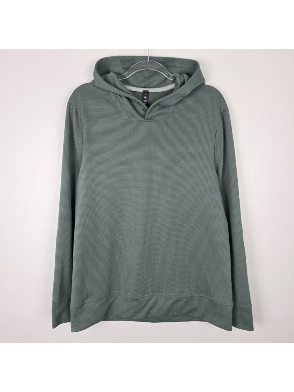 Lululemon Shift Stitch Hoodie Waffle Knit Pullover Green Size L